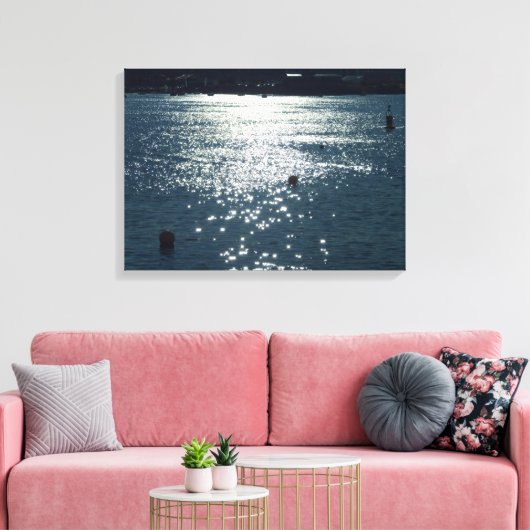 Sunlit Water Cardiff Bay Canvas Afdruk (Insitu (Woonkamer))