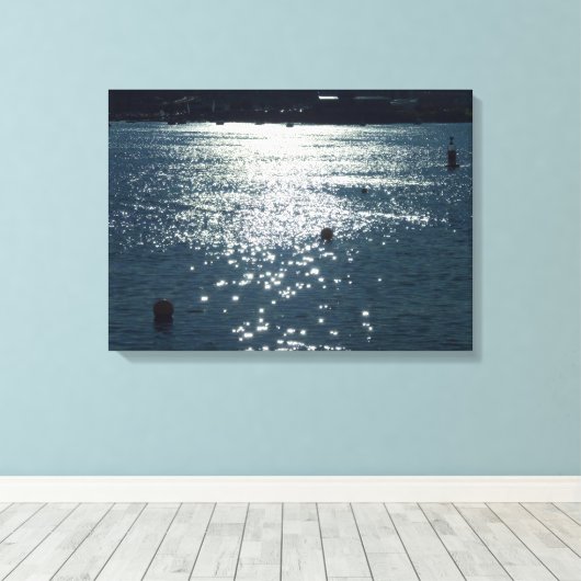 Sunlit Water Cardiff Bay Canvas Afdruk (Insitu (Houten vloer))