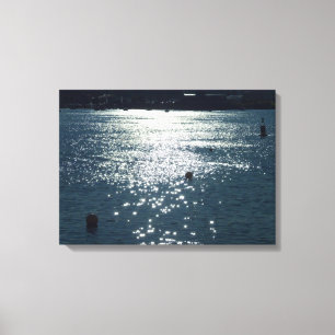 Sunlit Water Cardiff Bay Canvas Afdruk