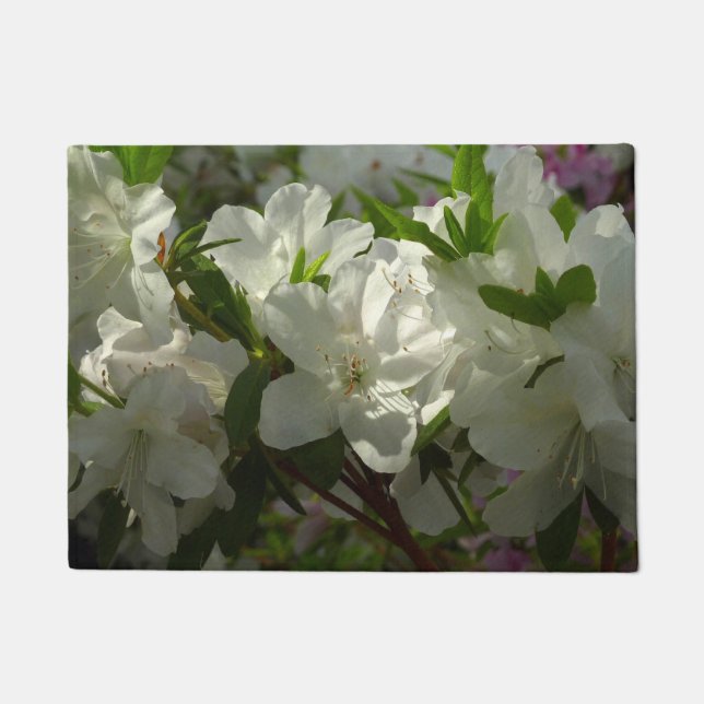 Sunlit White Azaleas Beauful Spring Flowers Deurmat (Voorkant)