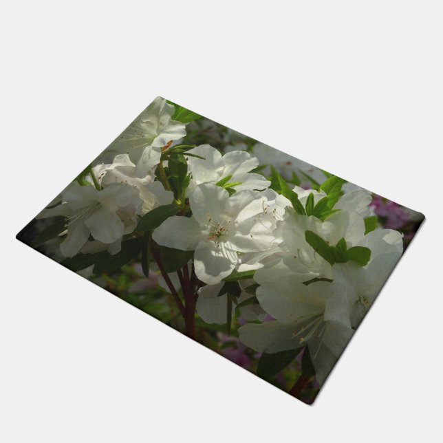 Sunlit White Azaleas Beauful Spring Flowers Deurmat (Schuin)