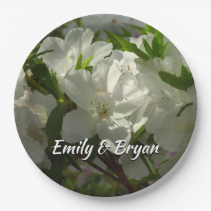 Sunlit White Azaleas Beauful Spring Flowers Papieren Bordje