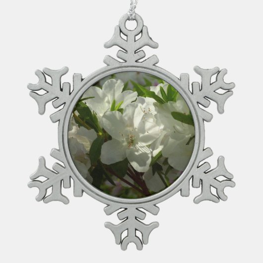 Sunlit White Azaleas Beauful Spring Flowers Tin Sneeuwvlok Ornament (Voorkant)