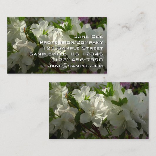 Sunlit White Azaleas Beauful Spring Flowers Visitekaartje (Voorkant / Achterkant)