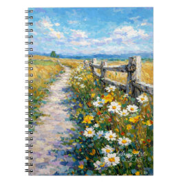 Sunlit Wildflower Path Impressionist Meadow Notitieboek