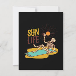 Sunning Skeleton Ontspannen in de zon op een Feestdagenkaart