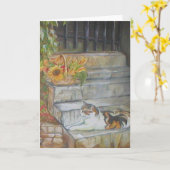 Sunning Tabby Kaart (Gele Bloem)