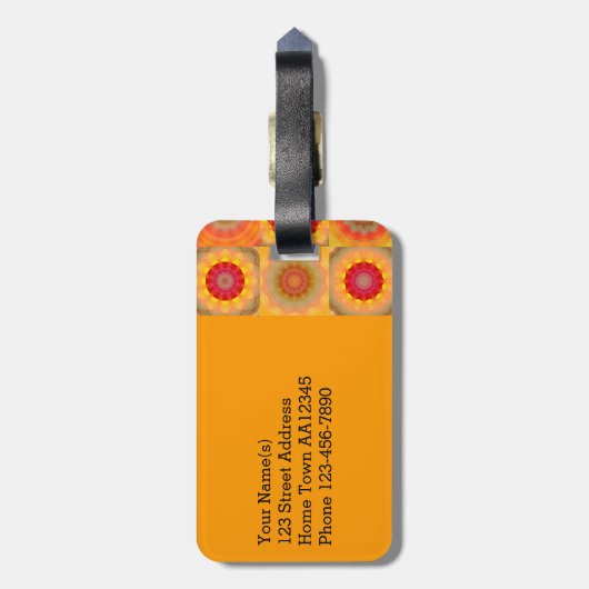 Sunny Abstract Floral Design Bagagelabel (Achterkant verticaal)