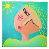 Sunny Abstract Portret van een Vrouw Tegeltje (Voorkant)