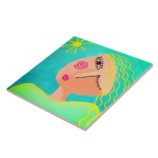 Sunny Abstract Portret van een Vrouw Tegeltje (Zijkant)