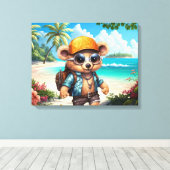 Sunny Adventures met Beachy Beer - Klaar voor Plez Canvas Afdruk (Insitu (Houten vloer))