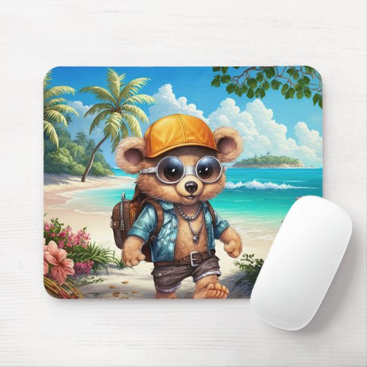 Sunny Adventures met Beachy Beer - Klaar voor Plez Muismat (Met muis)