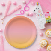 Sunny Aesthetic Peach Roze Gele gradiënt Ombre Papieren Bordje (Feest)