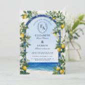 Sunny Amalfi Lemon Grove Wedding Kaart (Staand voorkant)