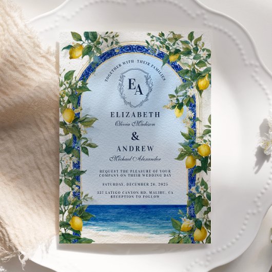 Sunny Amalfi Lemon Grove Wedding Kaart