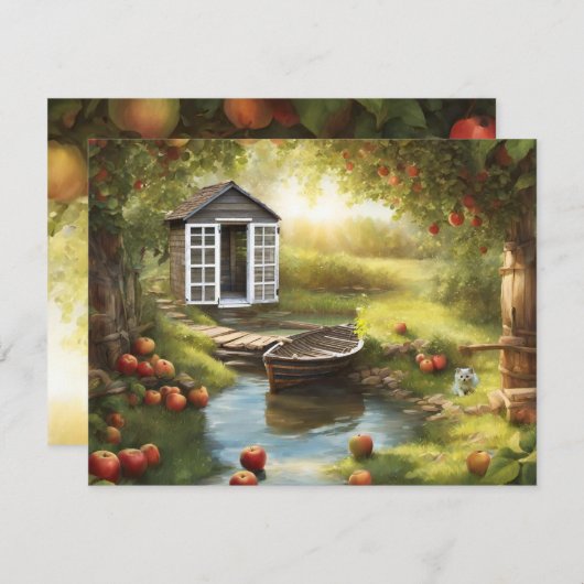 Sunny Apple Orchard Feestdagenkaart (Voorkant / Achterkant)