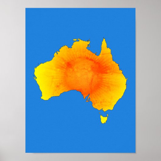 Sunny Australia Kaart  Stijl Poster (Voorkant)