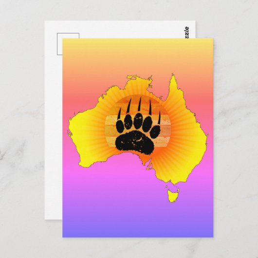 Sunny Australia Map Beer with Retro Sunset Briefkaart (Voorkant / Achterkant)