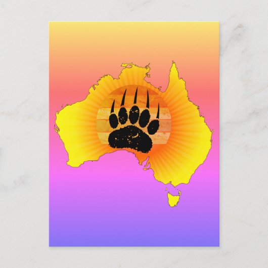 Sunny Australia Map Beer with Retro Sunset Briefkaart (Voorkant)