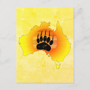 Sunny Australia Map Beer with Retro Sunset Briefkaart