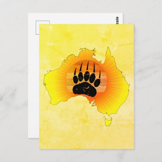 Sunny Australia Map Beer with Retro Sunset Briefkaart (Voorkant / Achterkant)