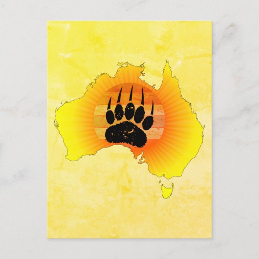 Sunny Australia Map Beer with Retro Sunset Briefkaart (Voorkant)