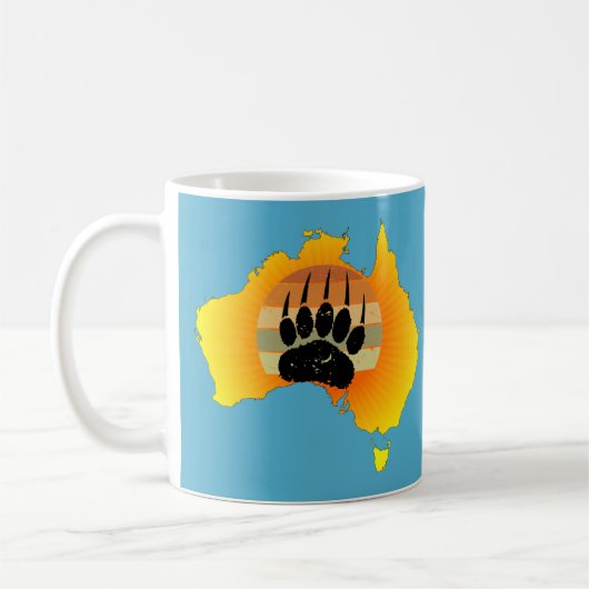 Sunny Australia Map Beer with Retro Sunset Koffiemok (Links)