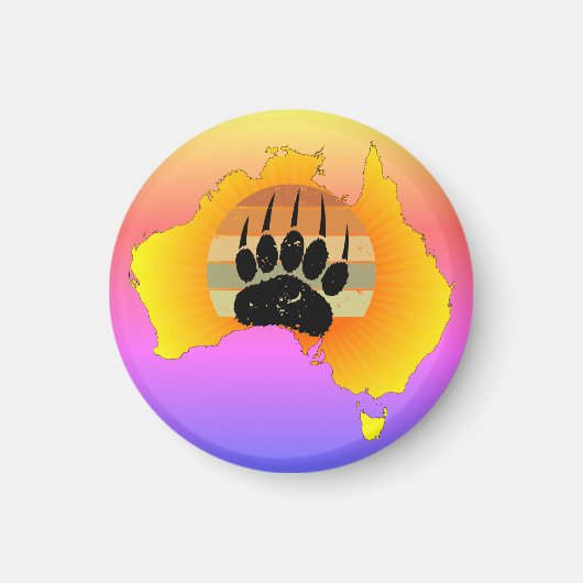 Sunny Australia Map Beer with Retro Sunset Magneet (Voorkant)