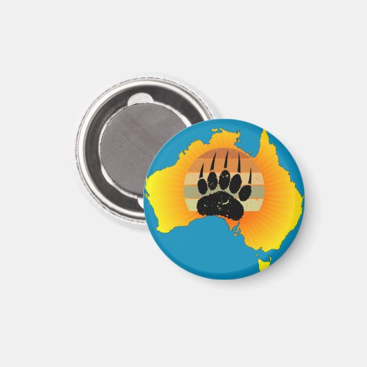 Sunny Australia Map Beer with Retro Sunset Magneet (Voorkant / Achterkant)