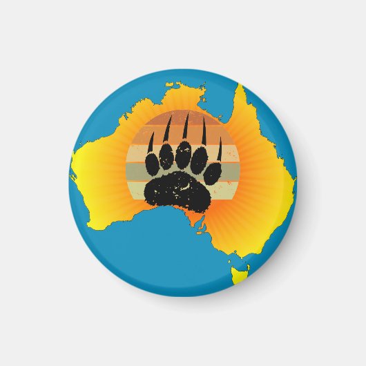 Sunny Australia Map Beer with Retro Sunset Magneet (Voorkant)