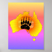 Sunny Australia Map Beer with Retro Sunset Poster (Voorkant)