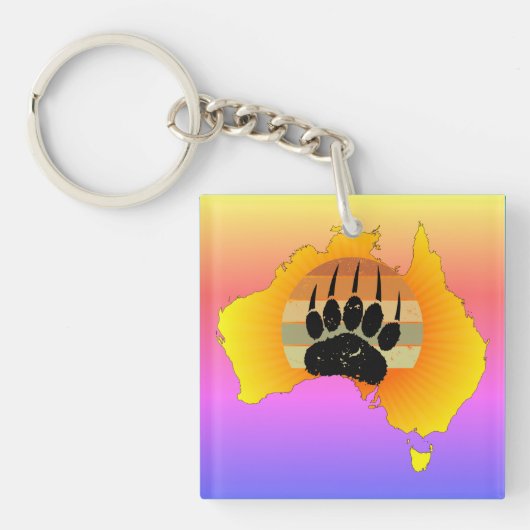 Sunny Australia Map Beer with Retro Sunset Sleutelhanger (voorkant)