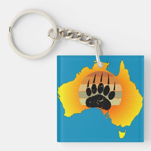 Sunny Australia Map Beer with Retro Sunset Sleutelhanger (voorkant)