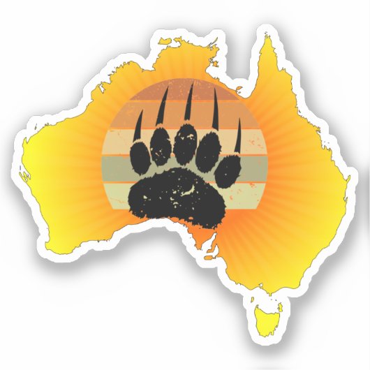 Sunny Australia Map Beer with Retro Sunset Sticker (Voorkant)