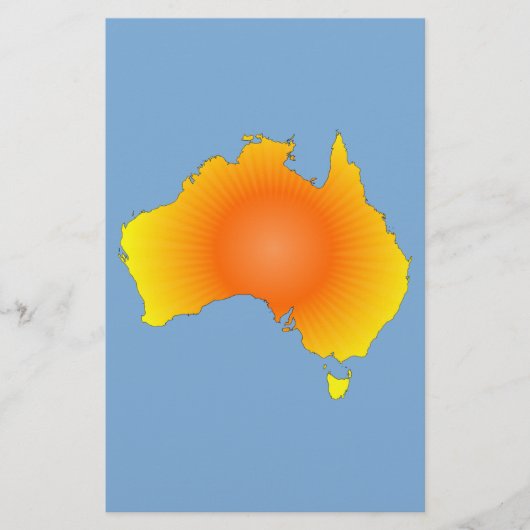 Sunny Australia Map Briefpapier (Voorkant)