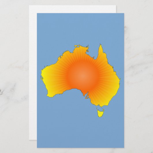 Sunny Australia Map Briefpapier (Voorkant / Achterkant)
