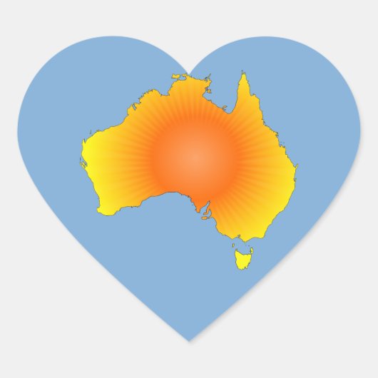Sunny Australia Map Hart Sticker (Voorkant)