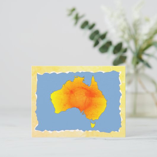 Sunny Australia Map Old Torn Paper Texture Briefkaart (Staand voorkant)