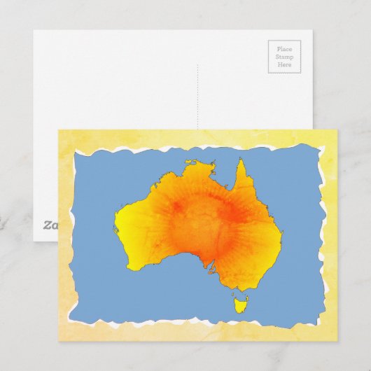 Sunny Australia Map Old Torn Paper Texture Briefkaart (Voorkant / Achterkant)