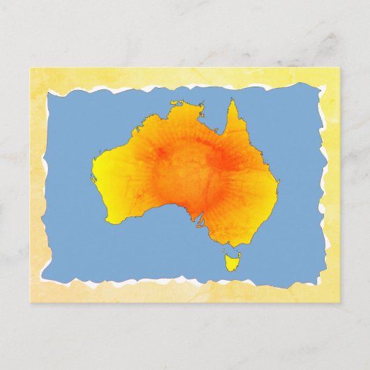 Sunny Australia Map Old Torn Paper Texture Briefkaart (Voorkant)