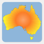 Sunny Australia Map Vierkante Sticker (Voorkant)