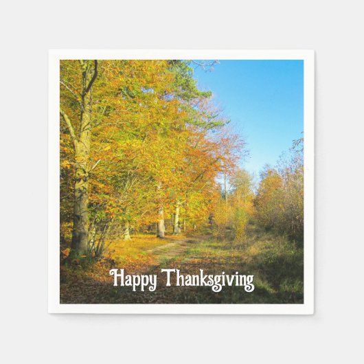Sunny Autumn Forest - Gepersonaliseerde Thanksgivi Servet (Voorkant)