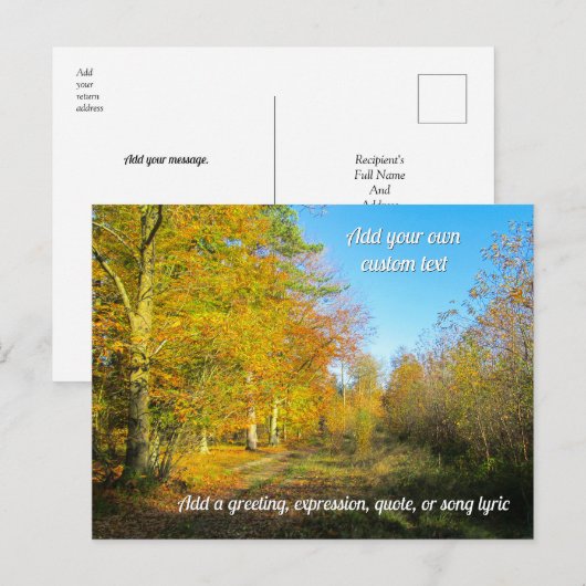 Sunny Autumn Forest - Personalised Briefkaart (Voorkant / Achterkant)
