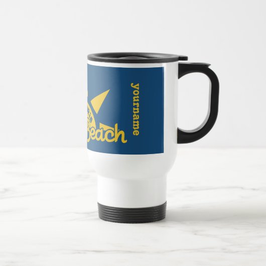 Sunny Beach BULGARIA aangepaste monogram & kleur m Reisbeker (Rechts)