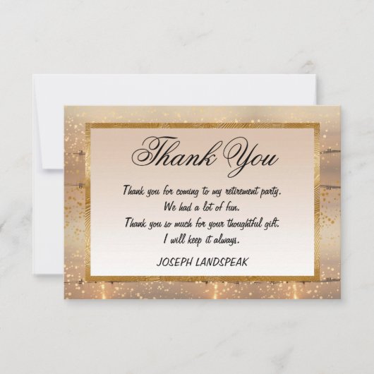 Sunny Beach & Gold Confetti Retirement Bedankt Notitiekaartje (Voorkant)