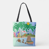 Sunny Beach Island Schildpadden Vuurtoren Print Tote Bag (Achterkant)