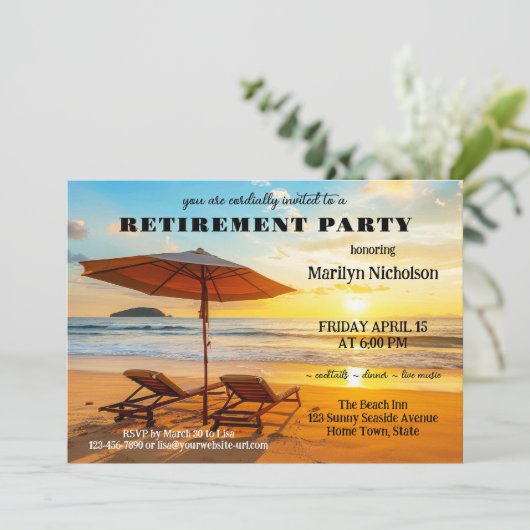 Sunny Beach Retirement Party Kaart (Staand voorkant)