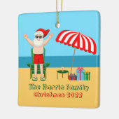 Sunny Beach Santa Claus Cute Custom Kerstmis Keramisch Ornament (Links)