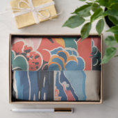 Sunny Beach Scène Oude Stad, Bergen, Zee Tissuepapier (Geschenk)