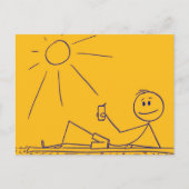 Sunny Beach Stick Figuur Geel Briefkaart (Voorkant)